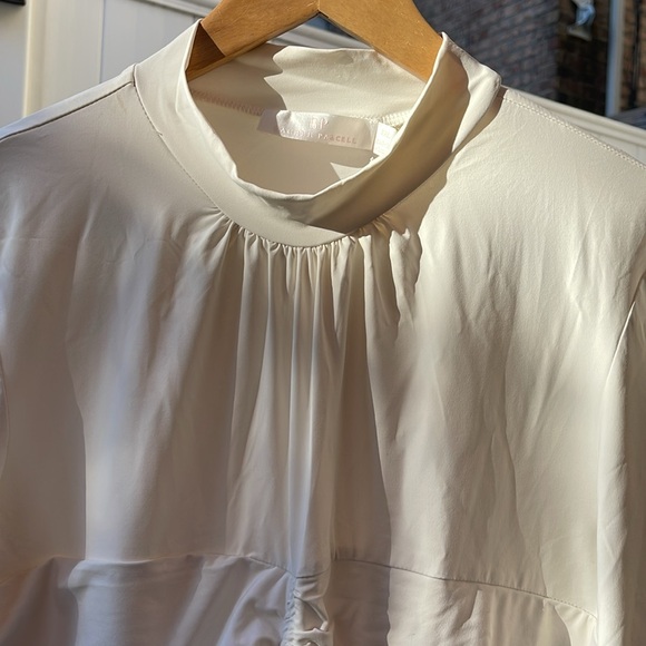 Rachel Parcell - Ivory Long Sleeve Ruched Mock Neck - Picture 4 of 16